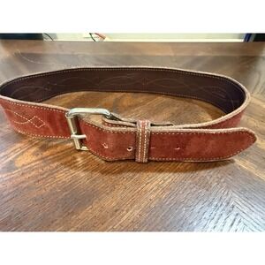 Rebecca Ray Belt  1.5" Bridle Stitch Red Equestrian Leather USA Sz- Small